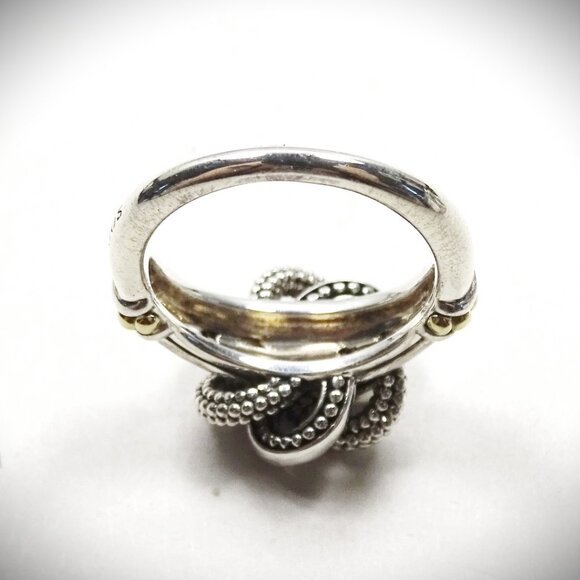 LAGOS Beautiful Sterling & 18K  Yellow Gold Love Knot Ring Size 7 - Picture 8 of 12